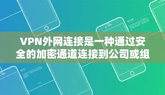 VPN外网连接是一种通过安全的加密通道连接到公司或组织外部网络的方法，主要用于保护数据隐私、访问内部资源和支持远程办公。以下是关于VPN外网连接的详细指南